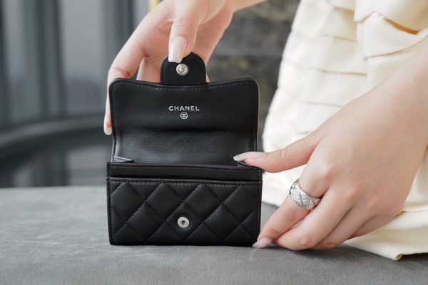 シャネル CHANEL マトラッセ クラシックカードケース ブラック 黒 AP0214 Y01864 C3906 ラムスキン シルバー金具 - 画像 (5)