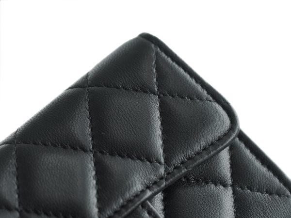 シャネル CHANEL マトラッセ クラシックカードケース ブラック 黒 AP0214 Y01864 C3906 ラムスキン シルバー金具 - 画像 (9)