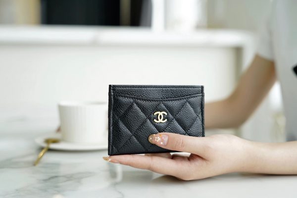 シャネル CHANEL カードケース 名刺入れ ブラック 黒 A31510 Y01480 キャビアスキン ゴールド金具 - 画像 (2)