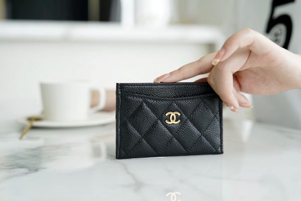 シャネル CHANEL カードケース 名刺入れ ブラック 黒 A31510 Y01480 キャビアスキン ゴールド金具 - 画像 (3)