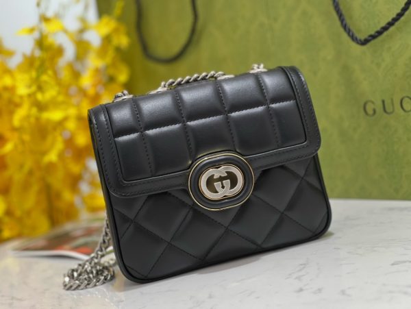 グッチ ショルダーバッグ 2024年 新作 デコ ブラック 741457 レザー ゴールド金具 - 画像 (5)