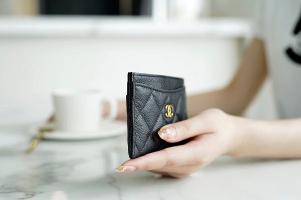 シャネル CHANEL カードケース 名刺入れ ブラック 黒 A31510 Y01480 キャビアスキン ゴールド金具 - 画像 (5)