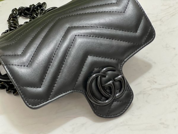 グッチ GGマーモント ベルトバッグ ブラック 699757 レザー シルバー金具 - 画像 (3)