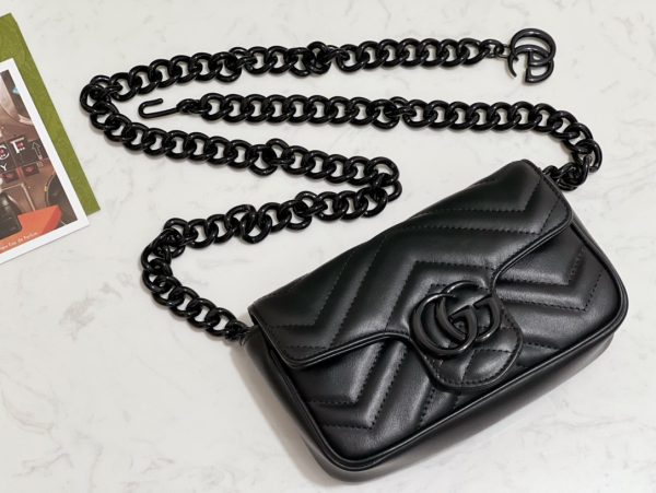グッチ GGマーモント ベルトバッグ ブラック 699757 レザー シルバー金具 - 画像 (5)