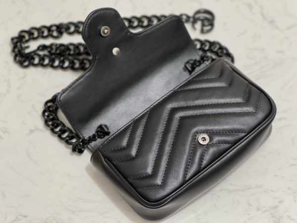 グッチ GGマーモント ベルトバッグ ブラック 699757 レザー シルバー金具 - 画像 (6)