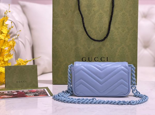 グッチ GGマーモント ベルトバッグ ブルー 699757 レザー シルバー金具 - 画像 (2)