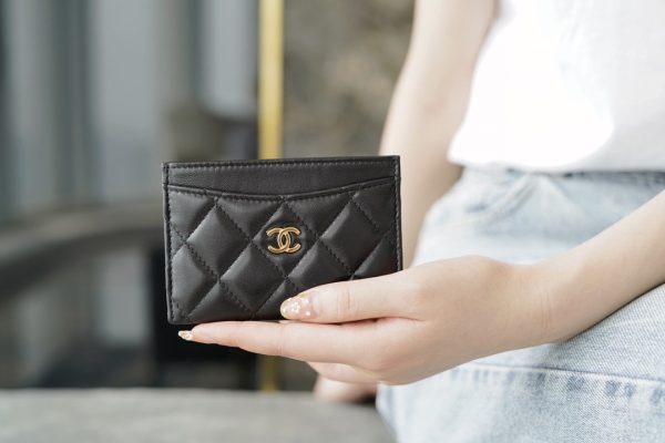 シャネル CHANEL カードケース 名刺入れ ブラック 黒 A31510 Y01480 ラムスキン ゴールド金具 - 画像 (2)