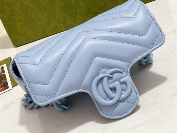 グッチ GGマーモント ベルトバッグ ブルー 699757 レザー シルバー金具 - 画像 (3)
