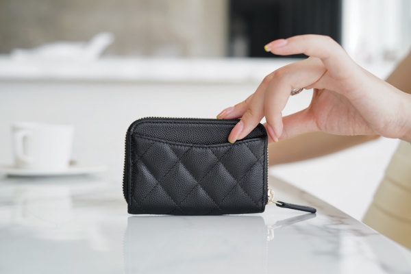 シャネル CHANEL ラウンドファスナーコインケース 小銭入れ ブラック AP0216 キャビアスキン ゴールド金具 - 画像 (3)