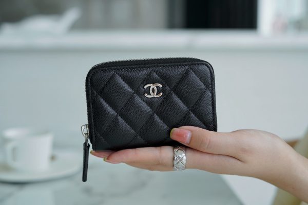 シャネル CHANEL ラウンドファスナーコインケース 小銭入れ ブラック AP0216 キャビアスキン シルバー金具 - 画像 (2)