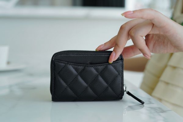 シャネル CHANEL ラウンドファスナーコインケース 小銭入れ ブラック AP0216 キャビアスキン シルバー金具 - 画像 (4)