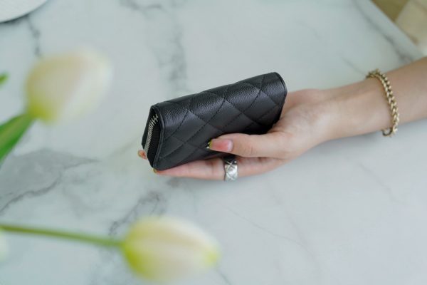 シャネル CHANEL ラウンドファスナーコインケース 小銭入れ ブラック AP0216 キャビアスキン シルバー金具 - 画像 (5)