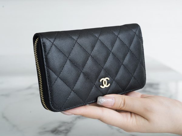 シャネル CHANEL 長財布 クラシック ロング ジップ ウォレット ココマーク ブラック AP0242 Y01864 C3906 キャビアスキン ゴールド金具 - 画像 (3)