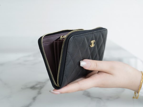 シャネル CHANEL 長財布 クラシック ロング ジップ ウォレット ココマーク ブラック AP0242 Y01864 C3906 キャビアスキン ゴールド金具 - 画像 (7)