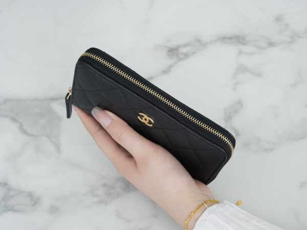 シャネル CHANEL 長財布 クラシック ロング ジップ ウォレット ココマーク ブラック AP0242 Y01864 C3906 キャビアスキン ゴールド金具 - 画像 (8)