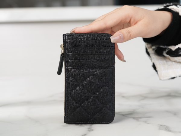 シャネル CHANEL カードケース マトラッセ クラシック ジップ ココマーク ブラック AP2570 キャビアスキン ゴールド金具 - 画像 (3)