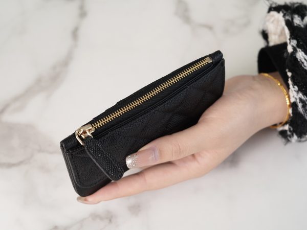 シャネル CHANEL カードケース マトラッセ クラシック ジップ ココマーク ブラック AP2570 キャビアスキン ゴールド金具 - 画像 (6)