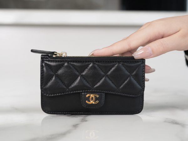 シャネル CHANEL カードケース マトラッセ クラシック ジップ ココマーク ブラック AP2570 ラムスキン ゴールド金具 - 画像 (2)