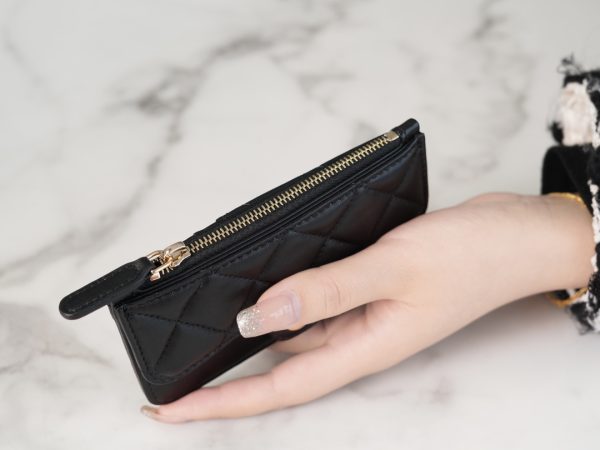 シャネル CHANEL カードケース マトラッセ クラシック ジップ ココマーク ブラック AP2570 ラムスキン ゴールド金具 - 画像 (7)
