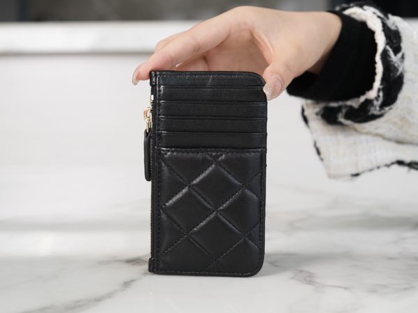 シャネル CHANEL カードケース マトラッセ クラシック ジップ ココマーク ブラック AP2570 ラムスキン ゴールド金具 - 画像 (8)
