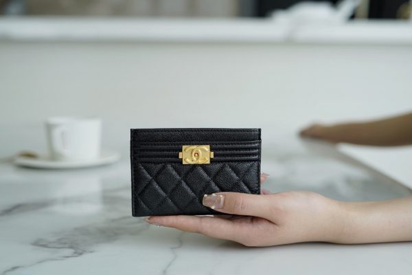 シャネル CHANEL ボーイシャネル カードケース 名刺入れ ブラック 6632 キャビアスキン ゴールド金具