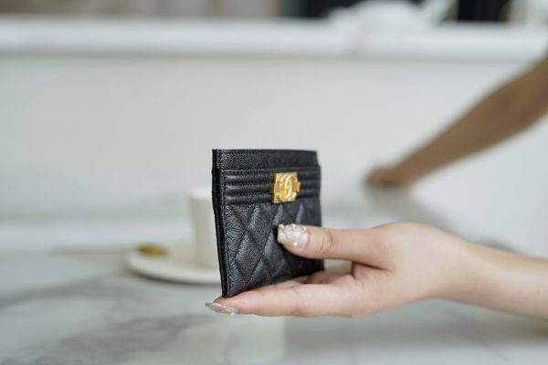 シャネル CHANEL ボーイシャネル カードケース 名刺入れ ブラック 6632 キャビアスキン ゴールド金具 - 画像 (5)