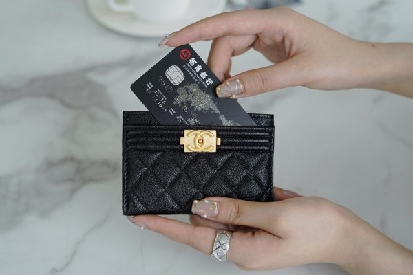 シャネル CHANEL ボーイシャネル カードケース 名刺入れ ブラック 6632 キャビアスキン ゴールド金具 - 画像 (8)