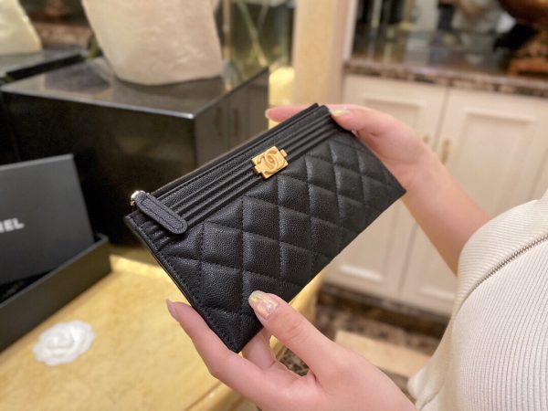 シャネル CHANEL ボーイ マトラッセ ココマーク ラウンドファスナー ブラック 6617 キャビアスキン ゴールド金具 - 画像 (2)