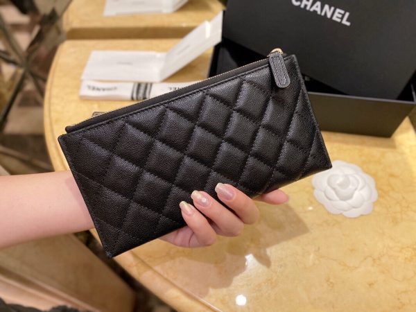 シャネル CHANEL ボーイ マトラッセ ココマーク ラウンドファスナー ブラック 6617 キャビアスキン ゴールド金具 - 画像 (3)