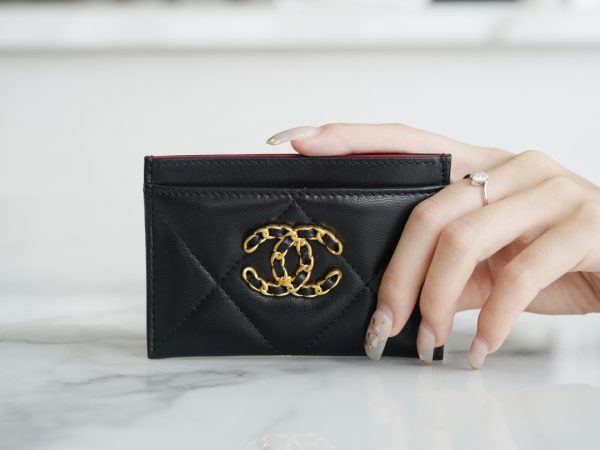 シャネル CHANEL カードケース 名刺入れ ブラック AP1167 ラムスキン ゴールド金具 - 画像 (2)