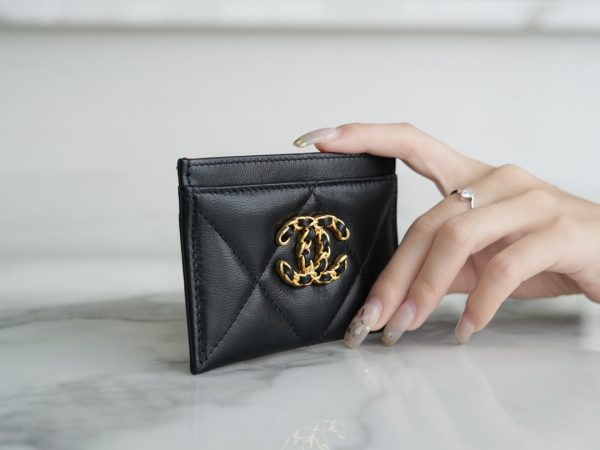 シャネル CHANEL カードケース 名刺入れ ブラック AP1167 ラムスキン ゴールド金具 - 画像 (4)