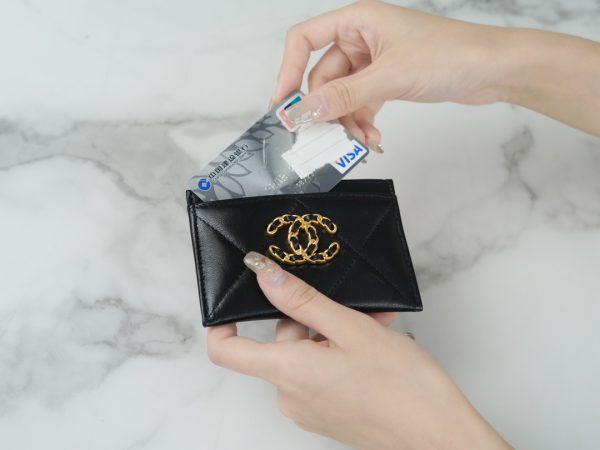 シャネル CHANEL カードケース 名刺入れ ブラック AP1167 ラムスキン ゴールド金具 - 画像 (8)