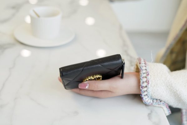 シャネル CHANEL コインケース 19 ジップ コインパース ブラック AP0949 ラムスキン ゴールド金具 - 画像 (3)