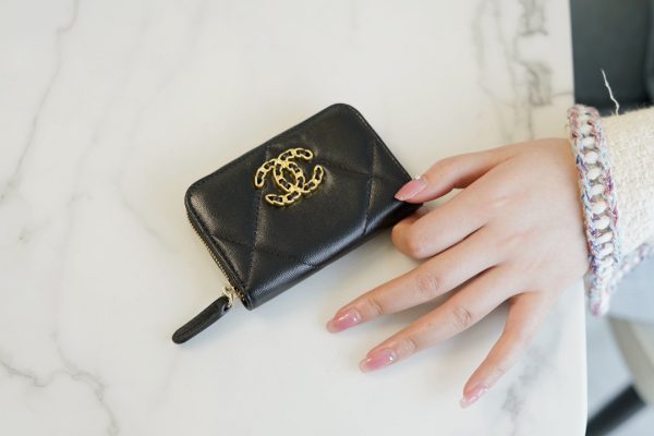 シャネル CHANEL コインケース 19 ジップ コインパース ブラック AP0949 ラムスキン ゴールド金具 - 画像 (7)
