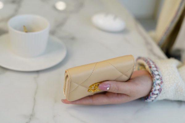 シャネル CHANEL コインケース 19 ジップ コインパース ベージュ AP0949 ラムスキン ゴールド金具 - 画像 (5)