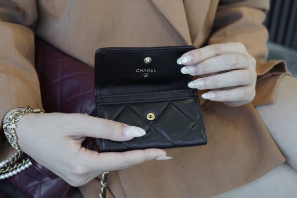 シャネル CHANEL カードケース 19フラップ ココマーク ブラック AP1790 ラムスキン ゴールド金具 - 画像 (9)