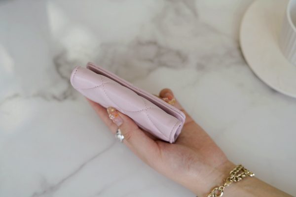 シャネル CHANEL カードケース 19フラップ ココマーク ピンク AP1790 ラムスキン ゴールド金具 - 画像 (4)