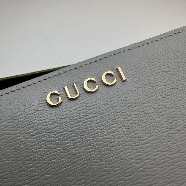 グッチ 長財布 スクリプト ジップアラウンドウォレット グレー 772642 レザー ゴールド金具 - 画像 (3)