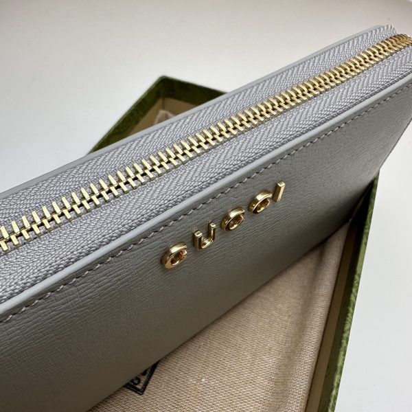 グッチ 長財布 スクリプト ジップアラウンドウォレット グレー 772642 レザー ゴールド金具 - 画像 (5)