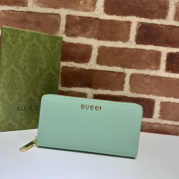 グッチ 長財布 スクリプト ジップアラウンドウォレット グリーン 772642 レザー ゴールド金具