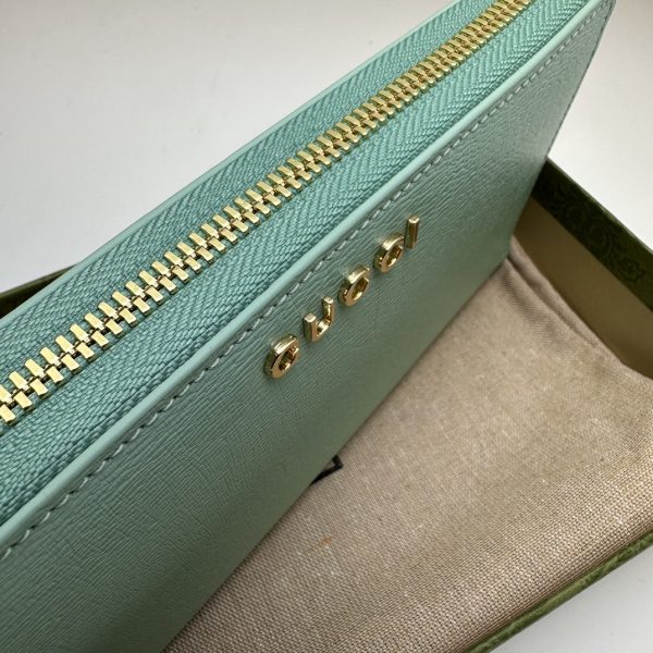 グッチ 長財布 スクリプト ジップアラウンドウォレット グリーン 772642 レザー ゴールド金具 - 画像 (5)