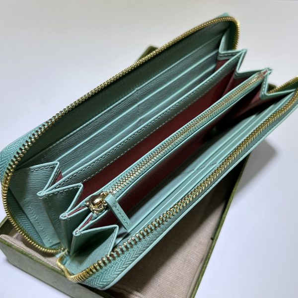 グッチ 長財布 スクリプト ジップアラウンドウォレット グリーン 772642 レザー ゴールド金具 - 画像 (6)