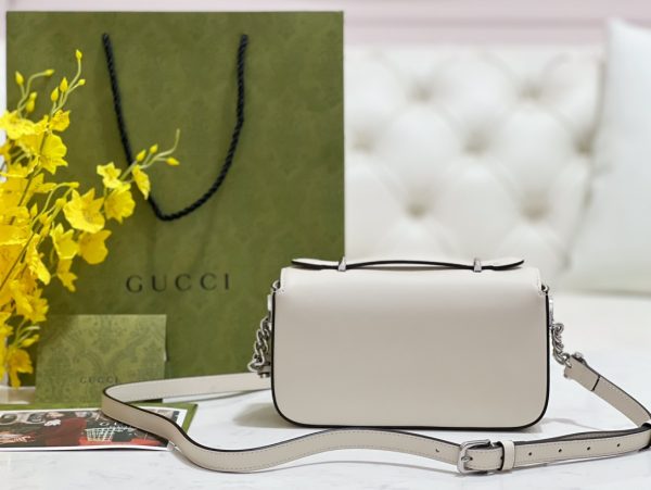 グッチ 2WAYバッグ PETITE GG ホワイト 739722 AACAW 9022 レザー シルバー金具 - 画像 (2)