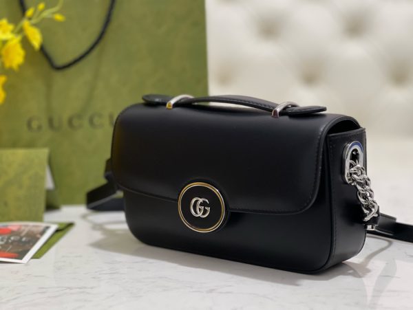 グッチ 2WAYバッグ PETITE GG ブラック 739722 AACAW 9022 レザー シルバー金具 - 画像 (3)