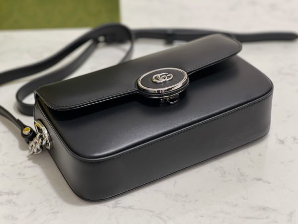 グッチ 2WAYバッグ PETITE GG ブラック 739722 AACAW 9022 レザー シルバー金具 - 画像 (4)