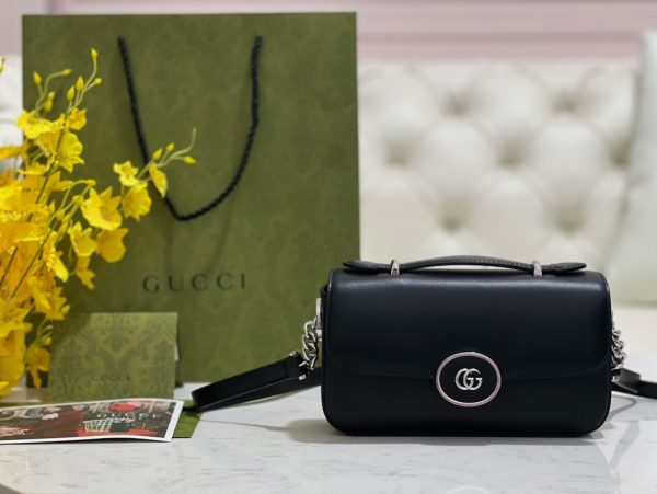 グッチ 2WAYバッグ PETITE GG ブラック 739722 AACAW 9022 レザー シルバー金具