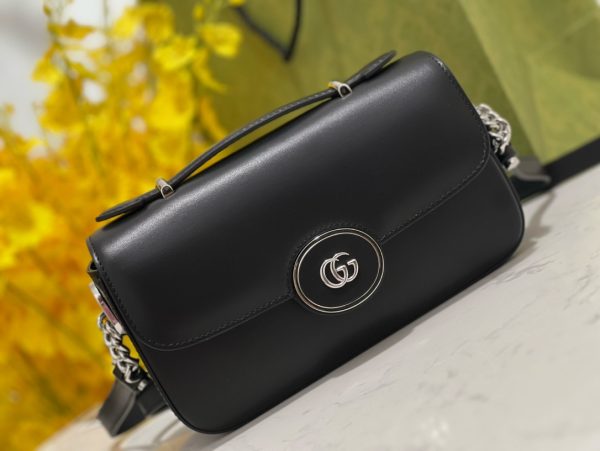グッチ 2WAYバッグ PETITE GG ブラック 739722 AACAW 9022 レザー シルバー金具 - 画像 (8)