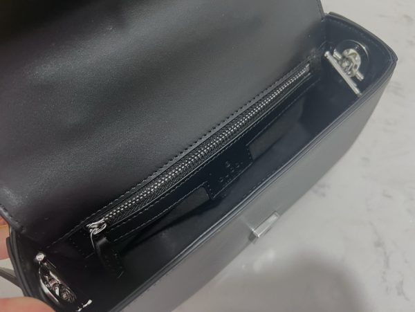 グッチ 2WAYバッグ PETITE GG ブラック 739722 AACAW 9022 レザー シルバー金具 - 画像 (9)