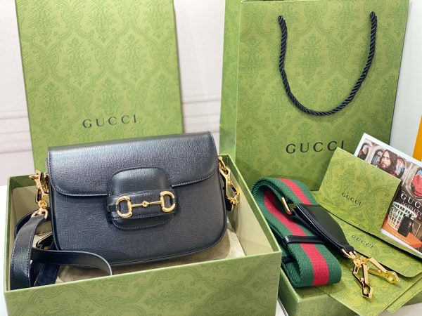グッチ ホースビット 1955・ジャンボGG ミニバッグ ショルダーバッグ ブラック 658574 UKMDG 2570 レザー ゴールド金具