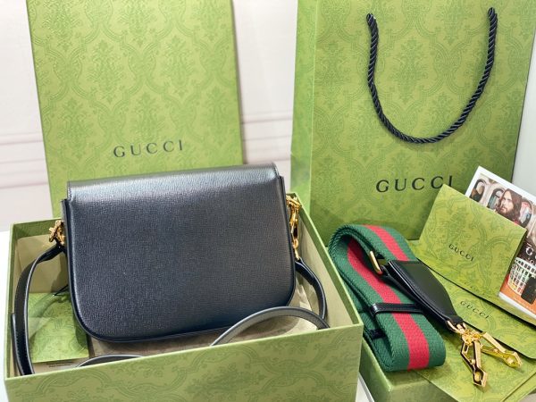 グッチ ホースビット 1955・ジャンボGG ミニバッグ ショルダーバッグ ブラック 658574 UKMDG 2570 レザー ゴールド金具 - 画像 (2)